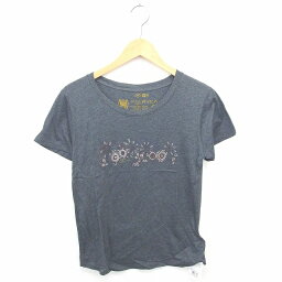 【中古】未使用品 シェルター Sheltter タグ付き RVCA Tシャツ カットソー 丸首 総柄 綿 コットン 半袖 XS チャコールグレー 灰 /TT11 レディース 【ベクトル 古着】 200619 ブランド古着ベクトルプレミアム店