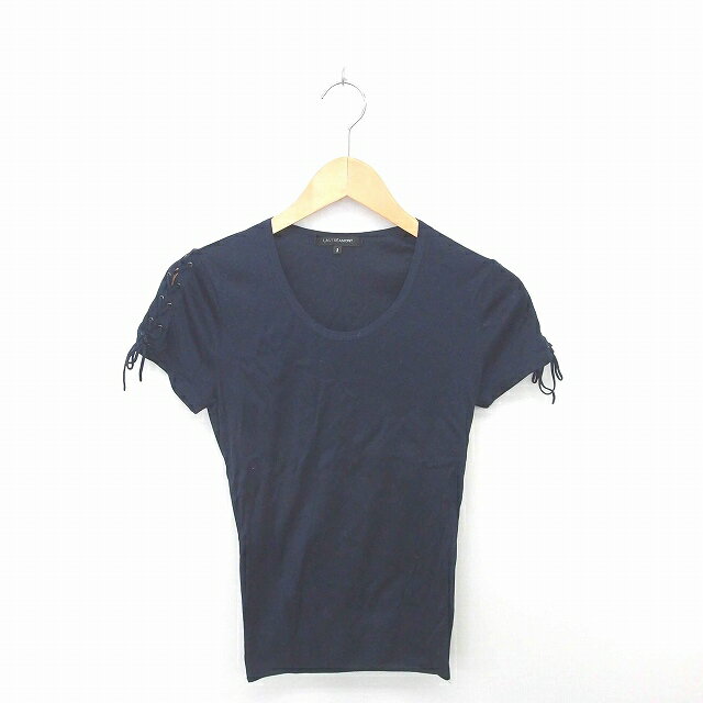 乐天商城 - 【中古】ロートレアモン LAUTREAMONT カットソー Tシャツ 丸首 無地 シンプル 綿 コットン 半袖 3 紺 ネイビー /TT36 レディース 【ベクトル 古着】 200629 ブランド古着ベクトルプレミアム店