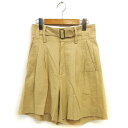 【中古】フーフー foufou キュロット ショートパンツ ワイド タック コットン 綿 リネン混 ベルト 1 ベージュ /NT1 レディース 【ベクトル 古着】 250516