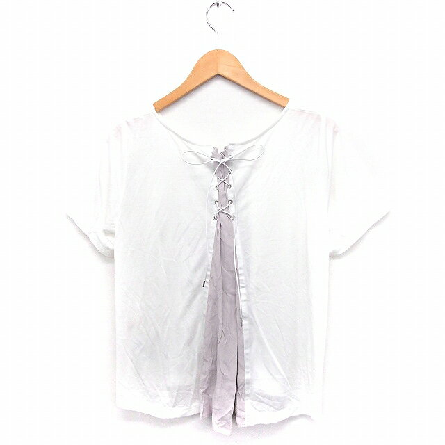 【中古】ブロードゥリー&コー Broderie&Co ナノユニバース Tシャツ カットソー 切替 レースアップ 丸首 半袖 F ホワイト 白 /FT35 レディース 【ベクトル 古着】 200701 ブランド古着ベクトルプレミアム店 auc-vector-18948702 ブランド古着の買取販売ベクトル サンプル画像2