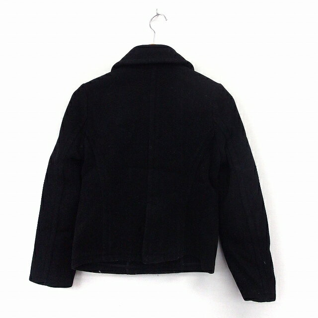 【中古】NU コート アウター ステンカラー ダブルボタン ポケット 38 ブラック /ST55 レディース 【ベクトル 古着】 200831 ブランド古着ベクトルプレミアム店