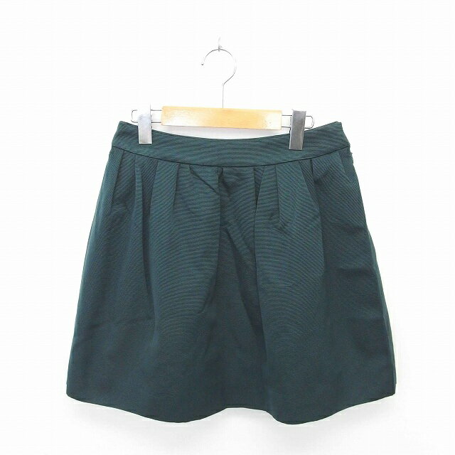 【中古】アナトリエ ANATELIER スカート タイト タック ミニ 無地 シンプル サイドジップ シルク ウール混 38 グリーン /TT48 レディース 【ベクトル 古着】 200731 ブランド古着ベクトルプレミアム店