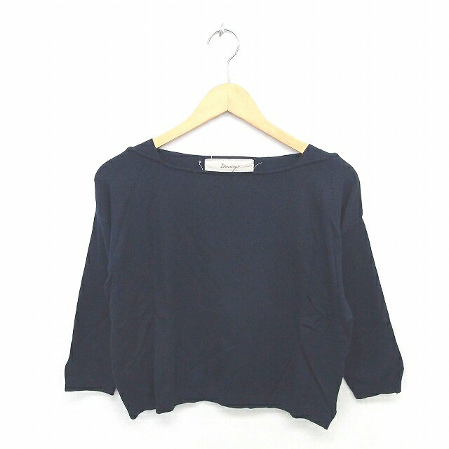 Boat Neck - 【中古】ドロシーズ DRWCYS ニット セーター ボートネック 無地 シンプル カシミヤ混 長袖 1 紺 ネイビー /TT28 レディース 【ベクトル 古着】 200820 ブランド古着ベクトルプレミアム店