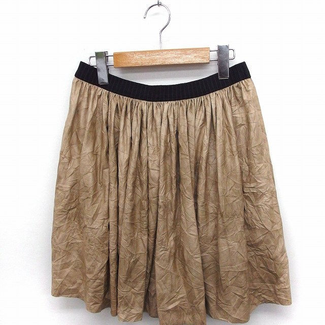 【中古】ニトカ nitca スカート ギャザー ミニ シワ感 無地 ゴム F ベージュ /FT12 レディース 【ベクトル 古着】 200812 ブランド古着ベクトルプレミアム店