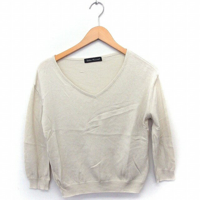 V-Neck - 【中古】アーバンリサーチ URBAN RESEARCH ニット セーター Vネック 七分袖 無地 シンプル 綿 ONE ベージュ /FT20 レディース 【ベクトル 古着】 200827 ブランド古着ベクトルプレミアム店