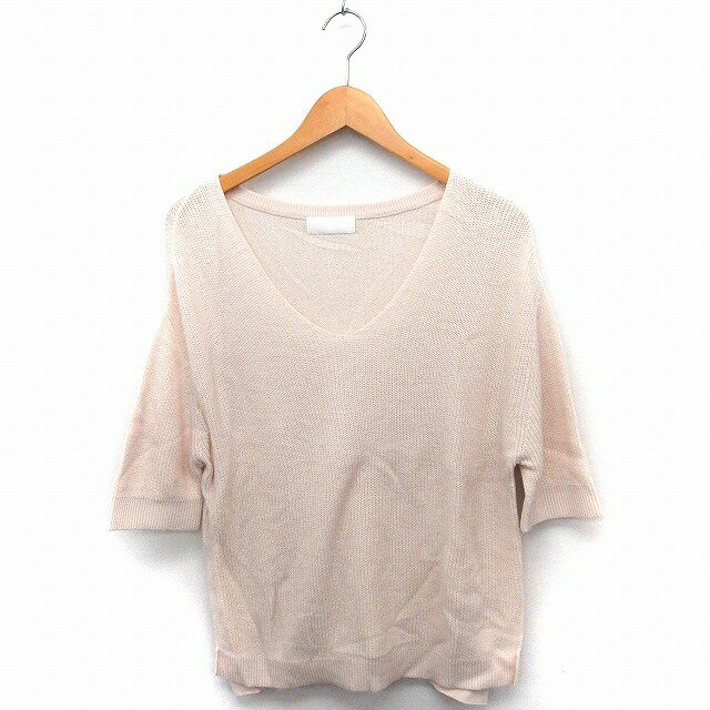 V-Neck - 【中古】アーバンリサーチ URBAN RESEARCH ニット セーター Vネック 五分袖 無地 シンプル F ライトベージュ /FT23 レディース 【ベクトル 古着】 200819 ブランド古着ベクトルプレミアム店