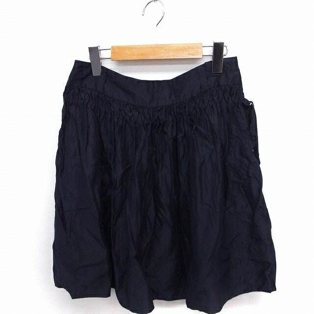 【中古】バッカ BACCA スカート ギャザー ひざ丈 無地 シンプル 36 ネイビー 紺 /FT32 レディース 【ベクトル 古着】 200807 ブランド古着ベクトルプレミアム店