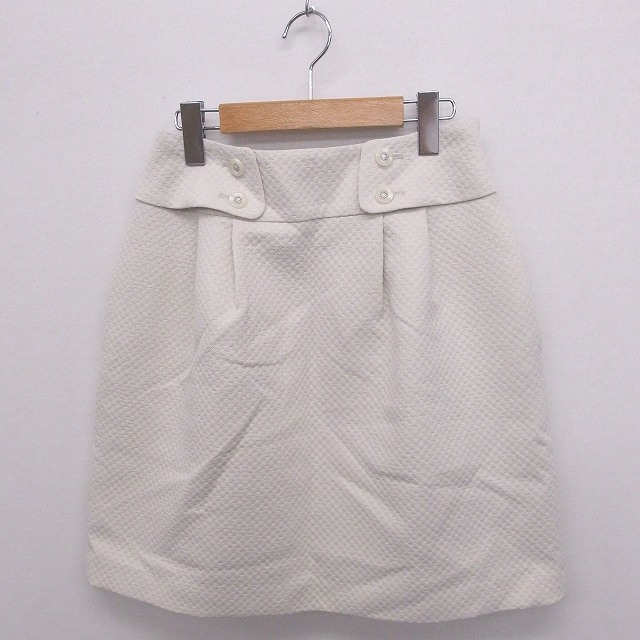 【中古】アベニールエトワール Aveniretoile スカート 台形 ひざ丈 ビジューボタン ジップ 38 ホワイト 白 /FT14 レディース 【ベクトル 古着】 200808 ブランド古着ベクトルプレミアム店