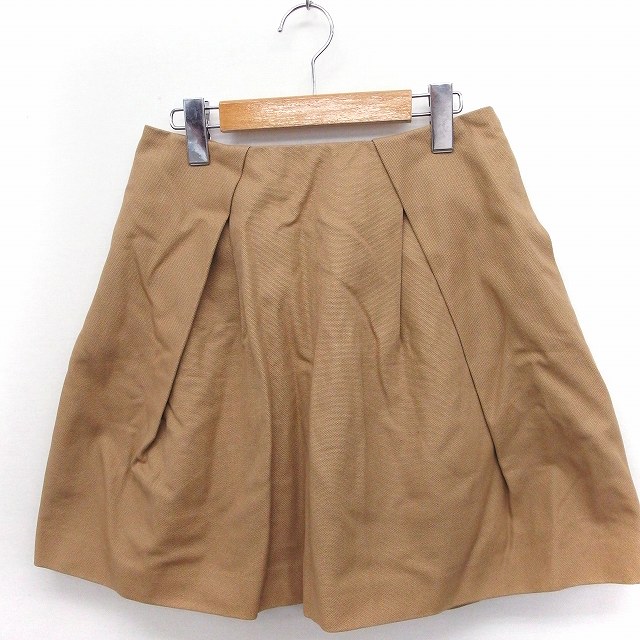 【中古】ドゥーズィエムクラス DEUXIEME CLASSE スカート フレア タック ミニ 無地 シンプル 綿 36 キャメル 茶 /FT23 レディース 【ベクトル 古着】 200808 ブランド古着ベクトルプレミアム店
