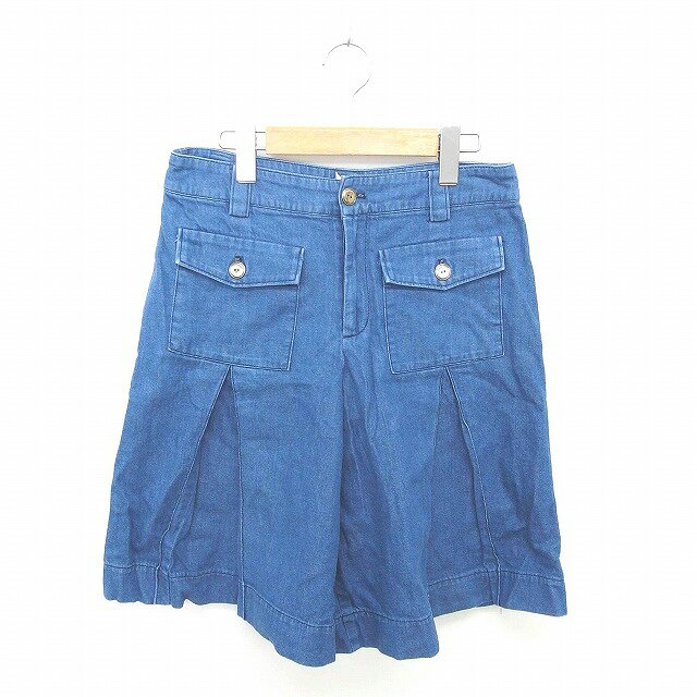 【中古】ルルオンザブリッジ LULU on the BRIDGE パンツ ワイド ハーフ デニム 膝丈 ジップフライ 無地 シンプル 36 紺 インディゴ /TT31 レディース 【ベクトル 古着】 200807 ブランド古着ベクトルプレミアム店