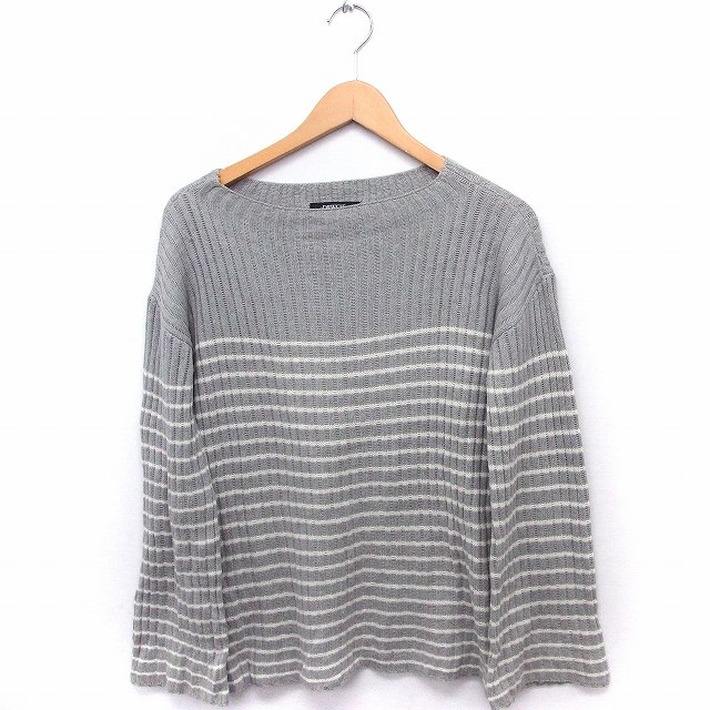Boat Neck - 【中古】ドロシーズ DRWCYS ニット セーター ボーダー ボートネック 長袖 綿 1 グレー 灰 /FT22 レディース 【ベクトル 古着】 200902 ブランド古着ベクトルプレミアム店