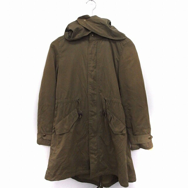 【中古】アースミュージック&エコロジー EARTH MUSIC & ECOLOGY コート アウター モッズ ラビットファーフード 袖中綿 ミディアム丈 S カーキ /FT22 レディース 【ベクトル 古着】 200914 ブランド古着ベクトルプレミアム店