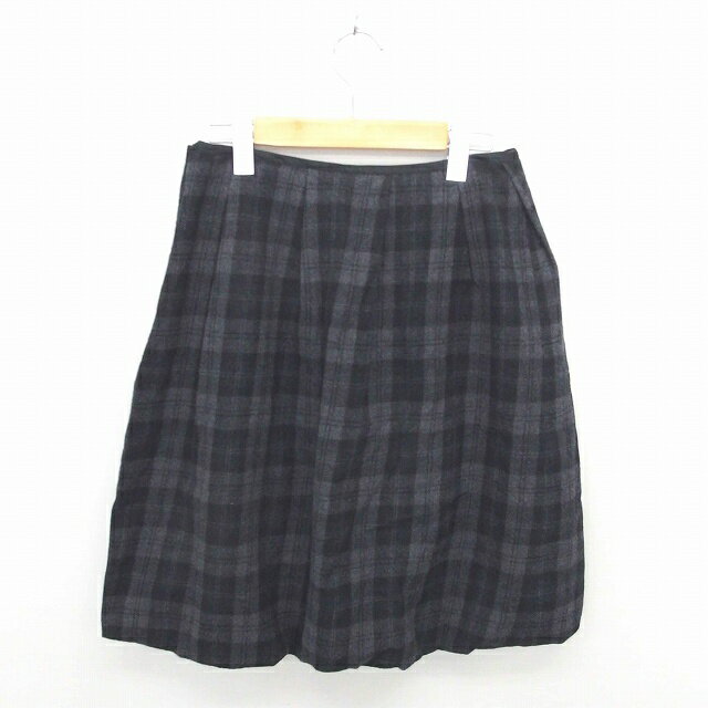 【中古】B&Y ユナイテッドアローズ BEAUTY&YOUTH ビューティー&ユース スカート フレア ひざ丈 チェック ウール S チャコールグレー ブラック 灰 黒 /TT27 レディース 【ベクトル 古着】 200808 ブランド古着ベクトルプレミアム店