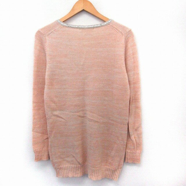 【中古】グリーンレーベルリラクシング ユナイテッドアローズ green label relaxing チュニック ニット セーター Vネック 長袖 スパンコール ピンク /ST22 レディース 【ベクトル 古着】 200817 ブランド古着ベクトルプレミアム店