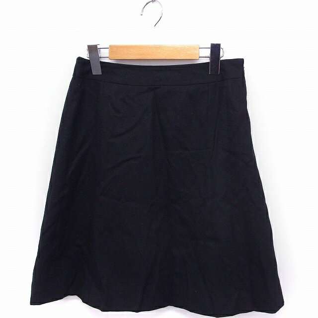 【中古】グリーンレーベルリラクシング ユナイテッドアローズ green label relaxing スカート 台形 ひざ丈 無地 シンプル ウール 38 ブラック 黒 /FT14 レディース 【ベクトル 古着】 200925 ブランド古着ベクトルプレミアム店