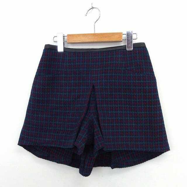 【中古】ジルスチュアート JILL STUART パンツ キュロット 総柄 ポケット バックジップ P ネイビー /ST..