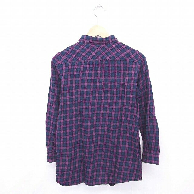 【中古】ユニクロ UNIQLO ワンピース シャツ 膝丈 チェック 綿 コットン 長袖 M 紫 紺 パープル ネイビー /TT2 レディース 【ベクトル 古着】 201022 ブランド古着ベクトルプレミアム店 auc-vector-18950974 ブランド古着の買取販売ベクトル サンプル画像2