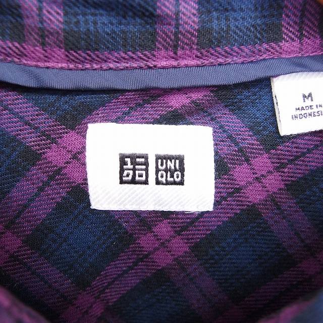 【中古】ユニクロ UNIQLO ワンピース シャツ 膝丈 チェック 綿 コットン 長袖 M 紫 紺 パープル ネイビー /TT2 レディース 【ベクトル 古着】 201022 ブランド古着ベクトルプレミアム店 auc-vector-18950974 ブランド古着の買取販売ベクトル サンプル画像3