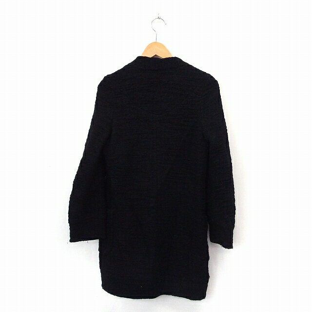 【中古】NEWYORK RUNWAY コート アウター V襟 ボタン シンプル ポケット 38 ブラック /ST22 レディース 【ベクトル 古着】 201112 ブランド古着ベクトルプレミアム店