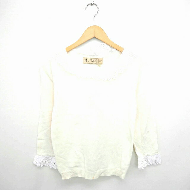 【中古】タグ付き me&me couture ニット セーター レース アンゴラ混 長袖 F オフホワイト 白 /TT16 レディース 【ベクトル 古着】 201130 ブランド古着ベクトルプレミアム店