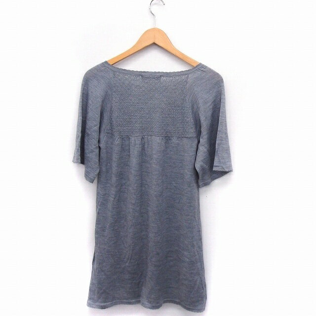 【中古】ビバユー VIVA YOU チュニック ニット 透かし編み 五分袖 ウール混 2 グレー 灰 /FT23 レディース 【ベクトル 古着】 201218 ブランド古着ベクトルプレミアム店