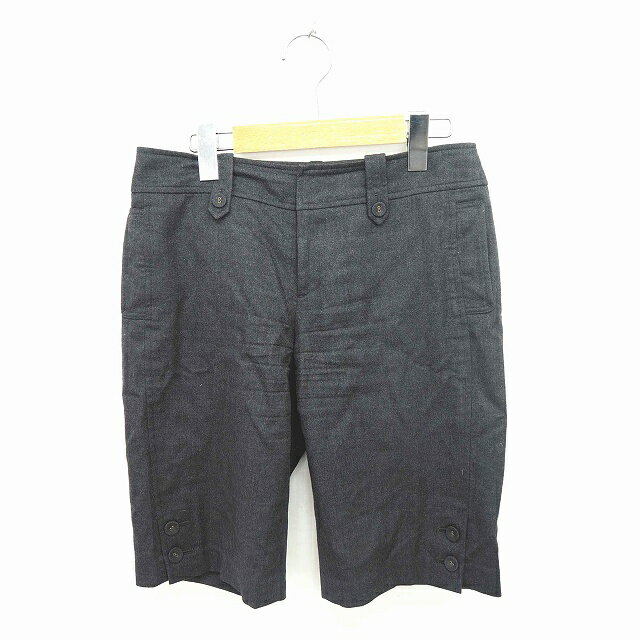 【中古】組曲 クミキョク KUMIKYOKU パンツ ハーフ ひざ丈 ジップフライ ウール 無地 シンプル 2 チャコールグレー 灰 /TT43 レディース 【ベクトル 古着】 201221 ブランド古着ベクトルプレミアム店