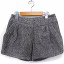【中古】ルージュヴィフ Rouge vif パンツ ショート リボン ラメ混 ウール混 36 ブラック 黒 ホワイト 白 /FT39 レディース 【ベクトル 古着】 210115 ブランド古着ベクトルプレミアム店