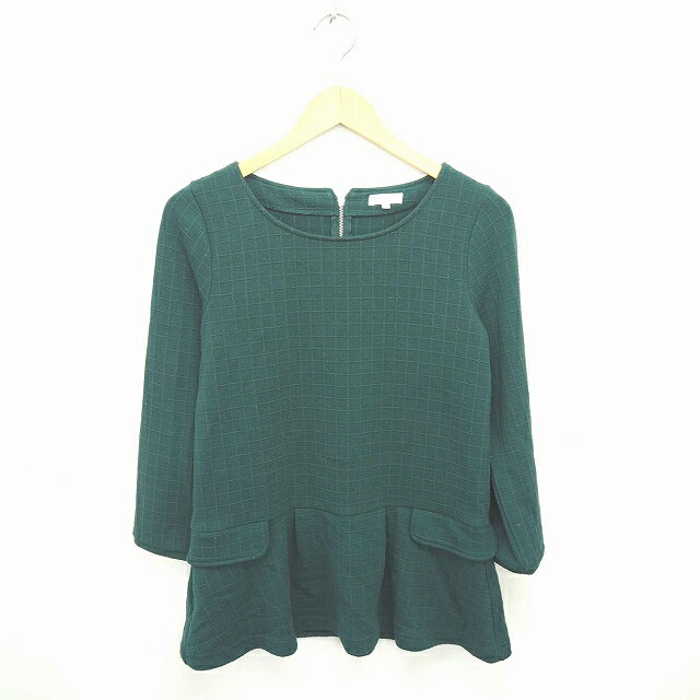 【中古】ハッシュアッシュ HusHusH カットソー ボートネック 格子柄 長袖 2 緑 グリーン /TT30 レディース 【ベクトル 古着】 201225 ブランド古着ベクトルプレミアム店