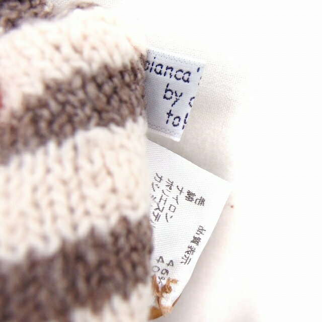 【中古】ビアンカズクローゼット Bianca's closet チュニック ニット ボーダー ボートネック 七分袖 ウール混 カシミヤ混 ベージュ ブラウン 茶 /FT22 レディース 【ベクトル 古着】 201226 ブランド古着ベクトルプレミアム店