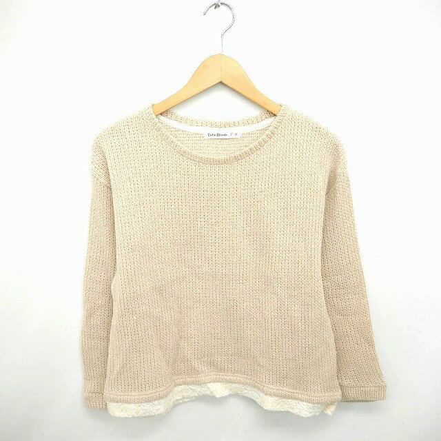 Other - 【中古】キューティーブロンド Cutie Blonde ニット セーター 丸首 レース 長袖 M ベージュ 薄茶 /TT16 レディース 【ベクトル 古着】 201216 ブランド古着ベクトルプレミアム店