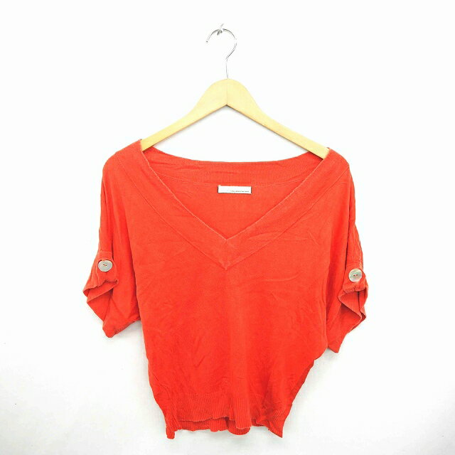 V-Neck - 【中古】ガリャルダガランテ GALLARDAGALANTE ニット セーター Vネック 無地 シンプル 半袖 F オレンジ /TT16 レディース 【ベクトル 古着】 201218 ブランド古着ベクトルプレミアム店