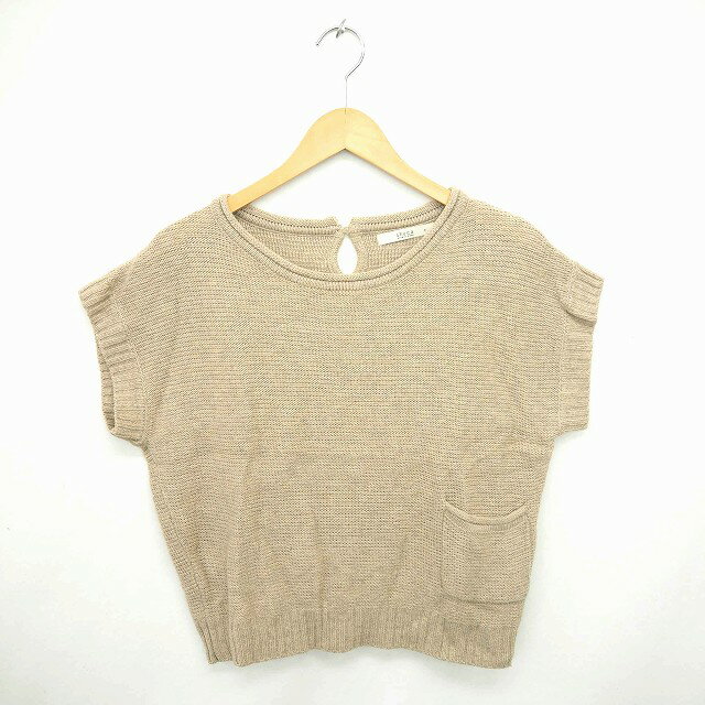 【中古】シュカ Shuca GLOBAL WORK ニット セーター 丸首 無地 シンプル ウール混 半袖 M ベージュ 薄茶 /TT2 レディース 【ベクトル 古着】 201221 ブランド古着ベクトルプレミアム店ブランドシュカ Shuc...