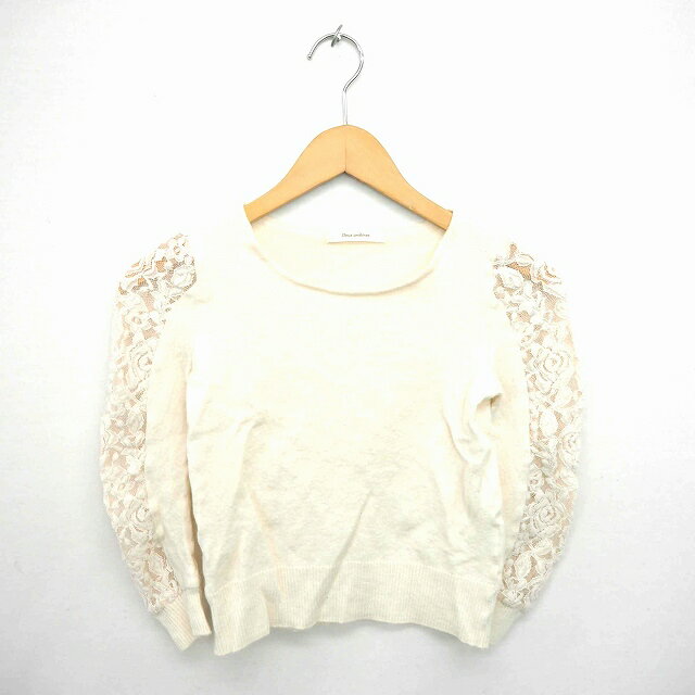 Boat Neck - 【中古】ドゥアルシーヴ DOUX ARCHIVES ニット セーター ボートネック ウール混 アンゴラ混 レース 袖透け感 七分袖 M アイボリー /TT32 レディース 【ベクトル 古着】 201223 ブランド古着ベクトルプレミアム店