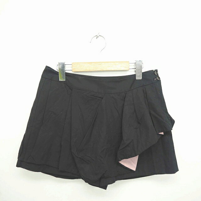 【中古】シンシアローリー CYNTHIA ROWLEY タグ付き パンツ キュロット ショート フリル サイドジップ 綿 コットン 2 黒 ブラック /TT11 レディース 【ベクトル 古着】 201224 ブランド古着ベクトルプレミアム店