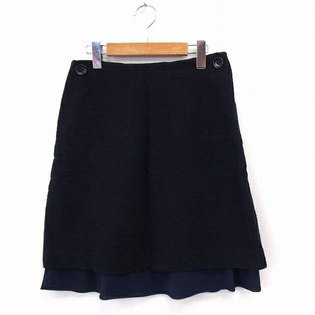 樂天商城 - 【中古】アナトリエ ANATELIER スカート 台形 膝丈 バックジップ 38 ネイビー /ST56 レディース 【ベクトル 古着】 210114 ブランド古着ベクトルプレミアム店