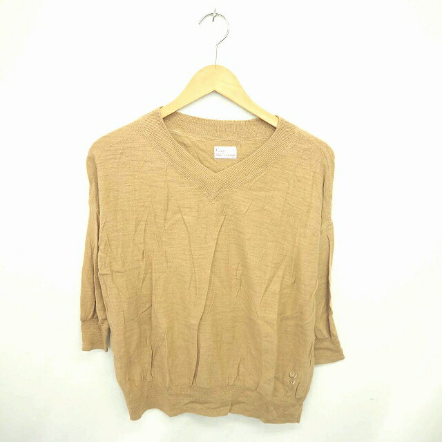 【中古】コーエン coen ニット セーター Vネック 無地 シンプル ウール混 七分袖 F 茶 ベージュ /TT27 ..