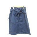 【中古】アズールバイマウジー AZUL by moussy スカート 台形 ひざ丈 無地 シンプル 腰結び サイドジップ S ネイビー 紺 /TT33 レディース 【ベクトル 古着】 211009