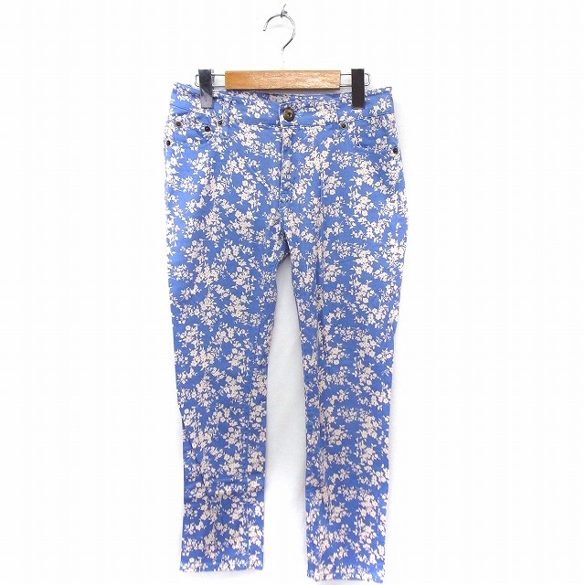 【中古】ディスコート Discoat パンツ 花柄 スキニー スリム ロング コットン 綿 M ライトブルー /FT30 レディース 【ベクトル 古着】 210...