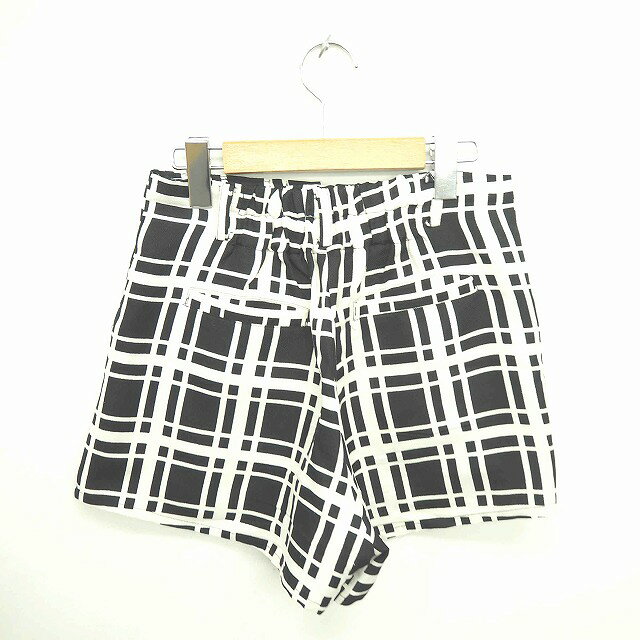 ブランド古着の買取販売ベクトルの【中古】ヘザー Heather パンツ キュロット ショート 格子柄 チェック ジップフライ ブラック アイボリー 黒 /TT47 レディース 【ベクトル 古着】 210219 ブランド古着ベクトルプレミアム店｜アングル2