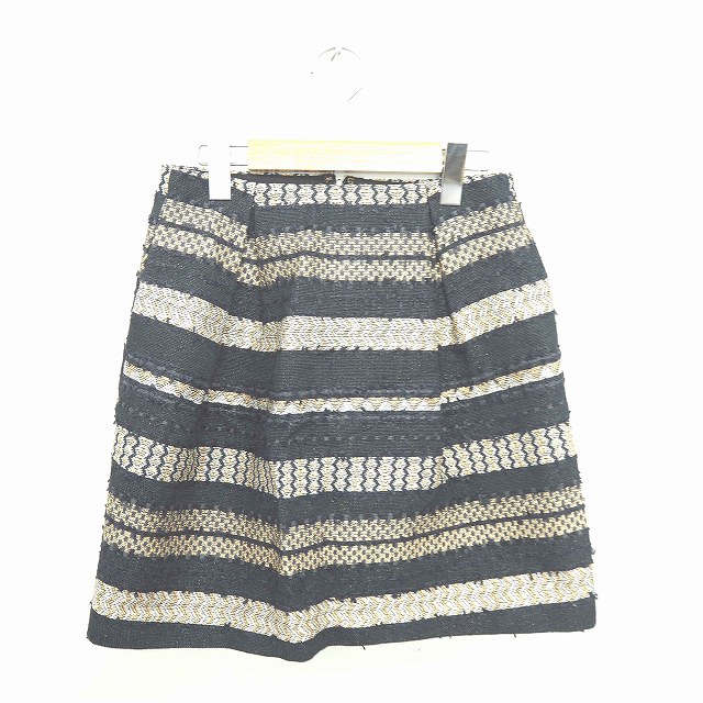 【中古】マカフィー MACPHEE トゥモローランド スカート タイト ミニ ボーダー バックジップ ラメ 36 ブラック ベージュ 黒 茶 /TT40 レディース 【ベクトル 古着】 210217 ブランド古着ベクトルプレミアム店(4)