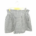【中古】アルシーヴ archives パンツ キュロット ショート チェック ウエストゴム ブラック アイボリー 黒 /TT37 レディース 【ベクトル 古着】...