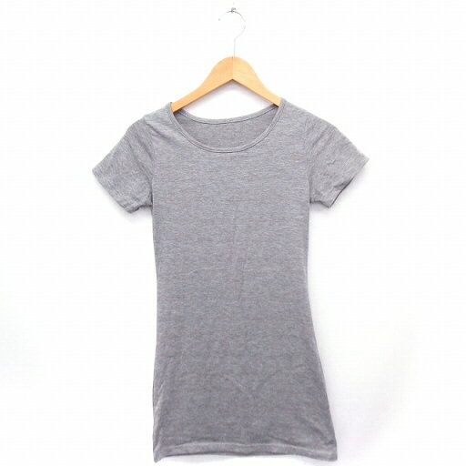 【中古】チュニック Tシャツ 丸首 半袖 無地 シンプル グレー 灰 /FT44 N レディース 【ベクトル 古着】 210429 【中古】チュニック Tシャツ 丸首 半袖 無地 シンプル グレー 灰 /FT44 N レディース 【ベクトル 古着】 210429