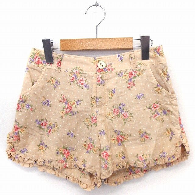 【中古】ラバーラ laBala パンツ ショート 花柄 フリル コットン 綿 36 ベージュ /FT48 レディース 【ベクトル 古着】 210430