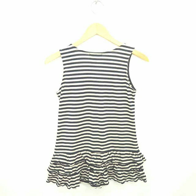 【中古】happy waik チュニック ワンピース ボーダー ノースリーブ 薄茶 紺 ベージュ ネイビー M /TT18 レディース 【ベクトル 古着】 210421