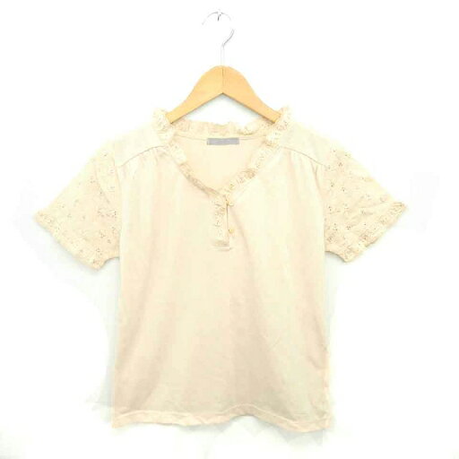 【中古】associer カットソー Tシャツ ハーフボタン 刺繍 総柄 半袖 M ベージュ 薄茶 /TT2 レディース 【ベクトル 古着】 210421 【中古】associer カットソー Tシャツ ハーフボタン 刺繍 総柄 半袖 M ベージュ 薄茶 /TT2 レディース 【ベクトル 古着】 210421