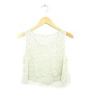 【中古】タンクトップ カットソー 総柄 透け感 薄手 ノースリーブ FREE アイボリー ブラック 黒 /TT38 N レディース 【ベクトル 古着】 210415(4)