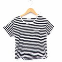 【中古】レプシィム ローリーズファーム LEPSIM LOWRYS FARM Tシャツ カットソー ボーダー 胸ポケット 丸首 半袖 コットン 綿 M ホワイト 白 ブラック 黒 /FT38 レディース 【ベクトル 古着】 210320
