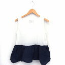 【中古】basic clothing By saburoku タンクトップ 切替 フレア ボートネック ノースリーブ M ホワイト 白 ネイビー 紺 /FT39 レディース 【ベクトル 古着】 210324