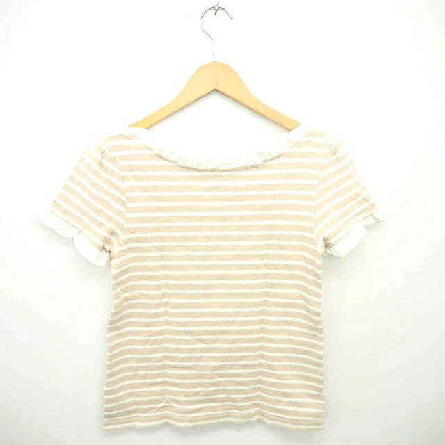 【中古】ブロードゥリー&コー Broderie&Co ナノユニバース カットソー Tシャツ ボーダー ボートネック フリル 綿 半袖 F ベージュ 薄茶 /TT5 レディース 【ベクトル 古着】 210508 auc-vector-18954823 ブランド古着の買取販売ベクトル サンプル画像2