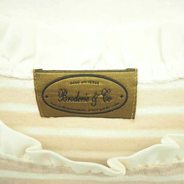 【中古】ブロードゥリー&コー Broderie&Co ナノユニバース カットソー Tシャツ ボーダー ボートネック フリル 綿 半袖 F ベージュ 薄茶 /TT5 レディース 【ベクトル 古着】 210508 auc-vector-18954823 ブランド古着の買取販売ベクトル サンプル画像3